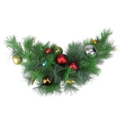 24" Pre-Decorated Multi-Color Ornament Long Needle Pine Artificial Christmas Swag - Unlit