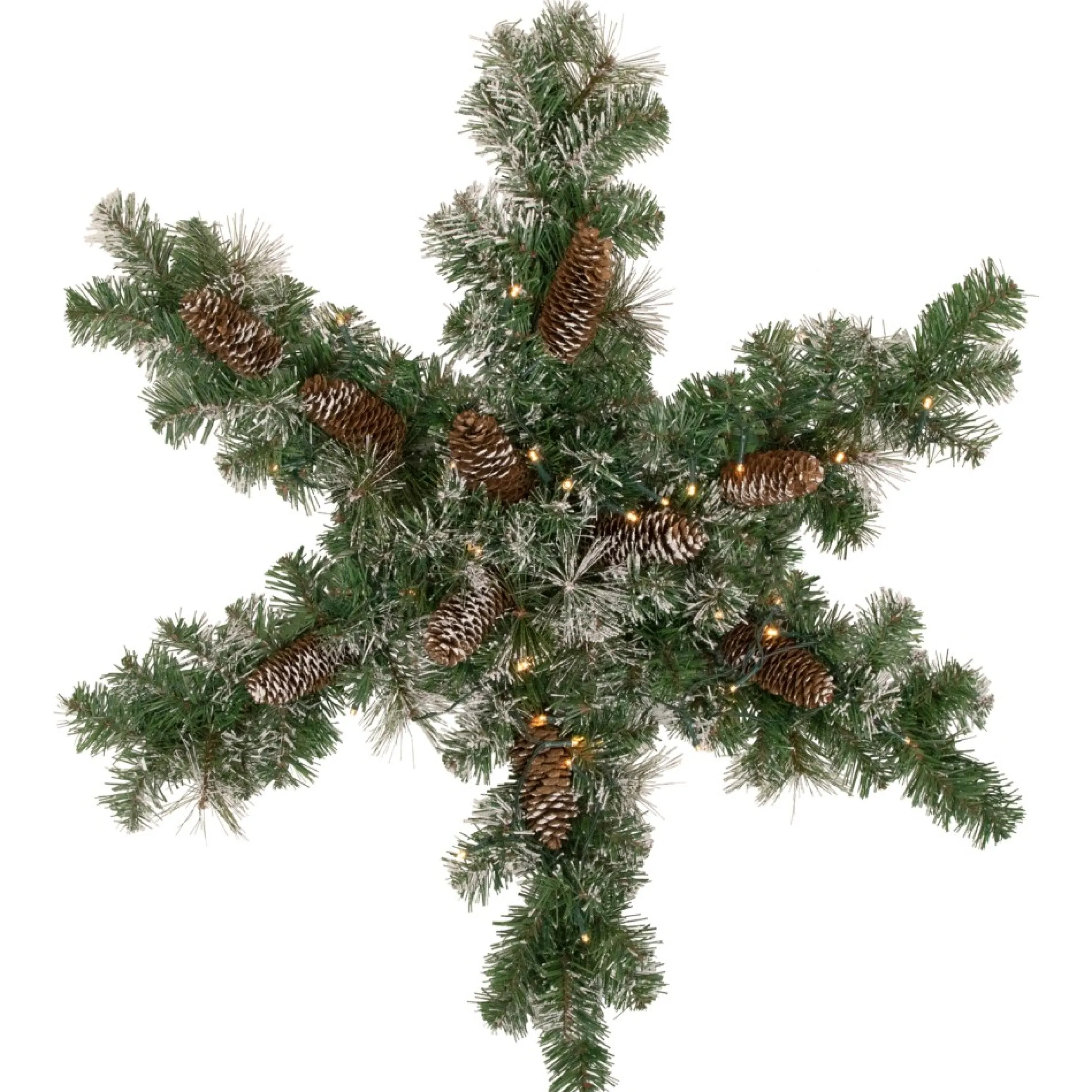 32" Pre-Lit Artificial Frosted Mixed Pine Christmas Snowflake Wreath