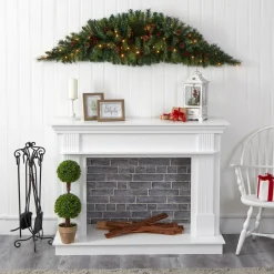 6' Pre-Lit Berries And Pine Cones Artificial Christmas Swag, Led Lights