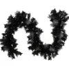 6' Pre-Lit Black Artificial Christmas Garland With Timer - Warm White Led Lights