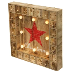 14" Pre-Lit Brown And Red Led Advent Calendar Christmas Wall Decor