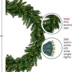 Pre-Lit Buffalo Fir Commercial Artificial Christmas Wreath, 6' - Warm White Lights