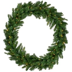 Pre-Lit Buffalo Fir Commercial Artificial Christmas Wreath - 5 Ft, Warm White Led Lights