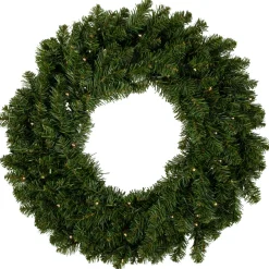 Pre-Lit Canadian Pine Artificial Christmas Wreath, 24-Inch, Clear Lights