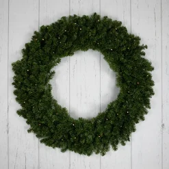 Pre-Lit Canadian Pine Artificial Christmas Double Wreath, 36-Inch, Clear Led Lights
