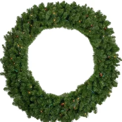 Pre-Lit Canadian Pine Artificial Christmas Wreath, 48-Inch, Multicolor Lights