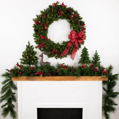 36" Pre-Lit Canadian Pine Artificial Christmas Wreath, Clear Lights
