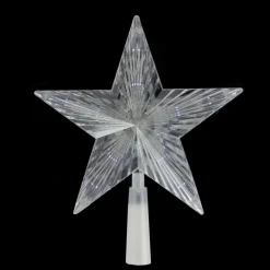 8" Pre-Lit Clear Crystal Star Christmas Tree Topper - Clear Led Lights
