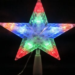 8" Pre-Lit Clear Crystal Star Christmas Tree Topper - Multicolor Led Lights