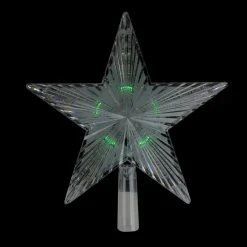 9" Pre-Lit Clear Crystal Star Christmas Tree Topper - Multicolor Led Lights
