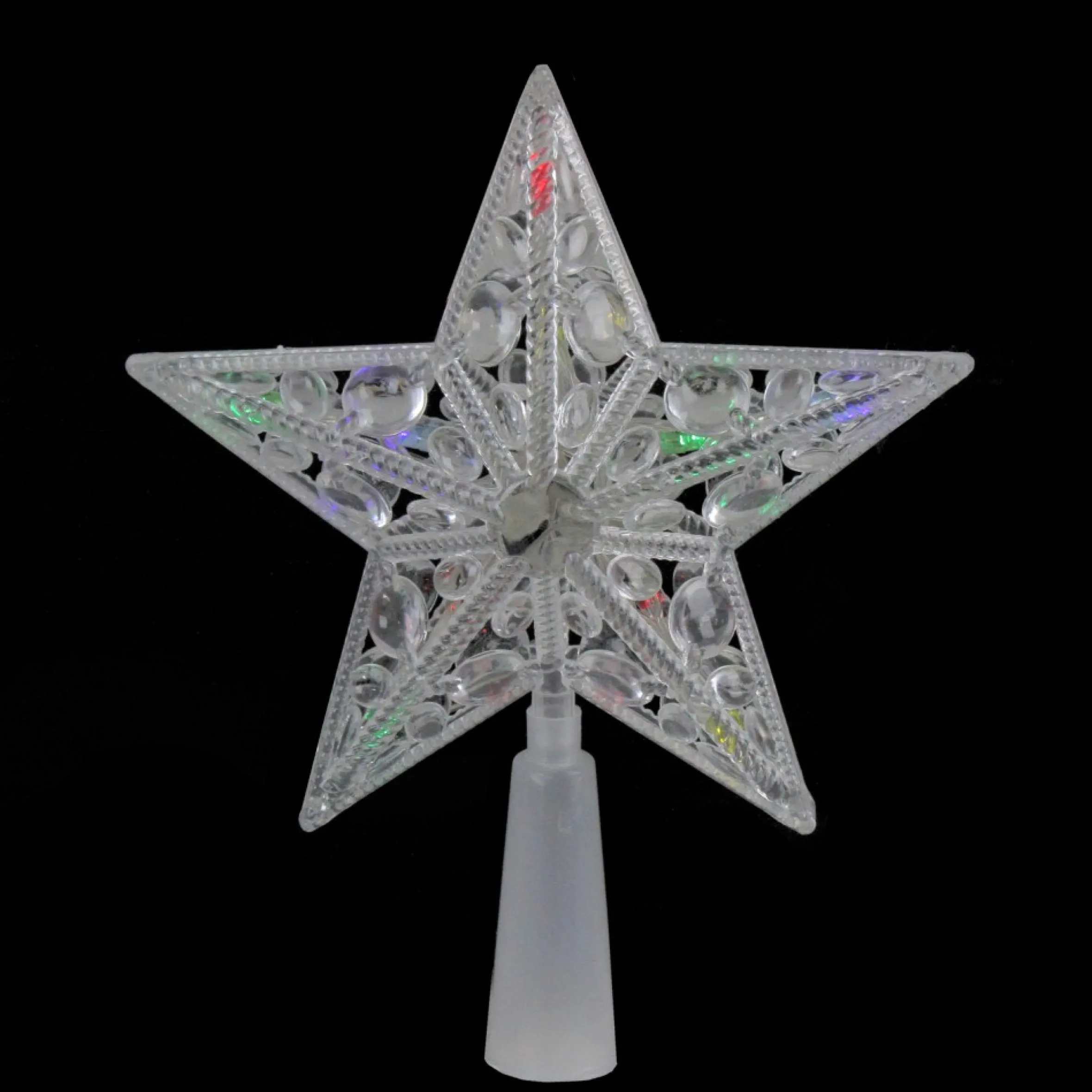7.5" Pre-Lit Clear Jeweled Star Battery Operated Christmas Tree Topper - Multicolor Lights
