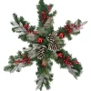 32" Pre-Lit Decorated Frosted Pine Cone And Berries Artificial Christmas Snowflake Wreath