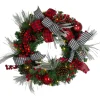 Pre-Lit Decorated Plaid And Houndstooth Artificial Christmas Wreath - 24-Inch, Warm White Lights