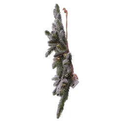 Pre-Lit Flocked Pine Artificial Christmas Wreath, 18-Inch, Warm White Lights
