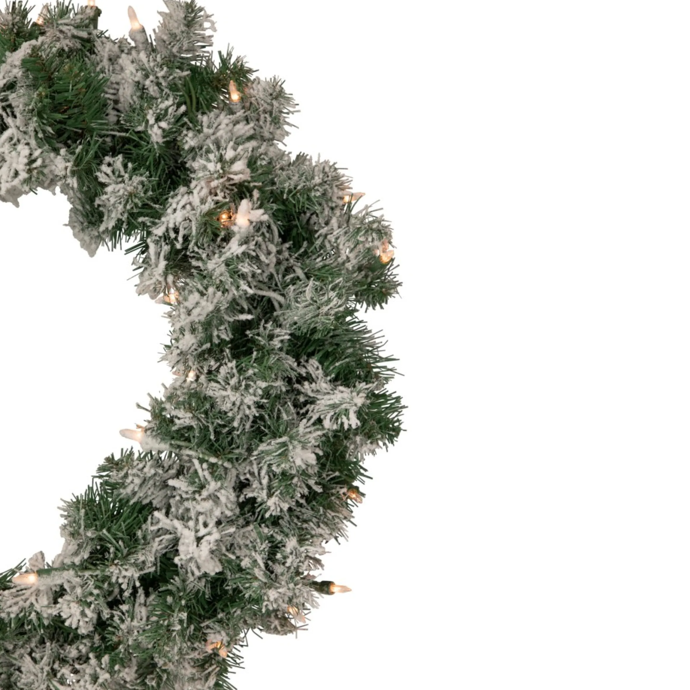 Pre-Lit Flocked Victoria Pine Artificial Christmas Wreath - 24-Inch, Clear Lights