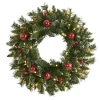 Pre-Lit Frosted Artificial Christmas Wreath, 24-Inch, Clear Led Lights