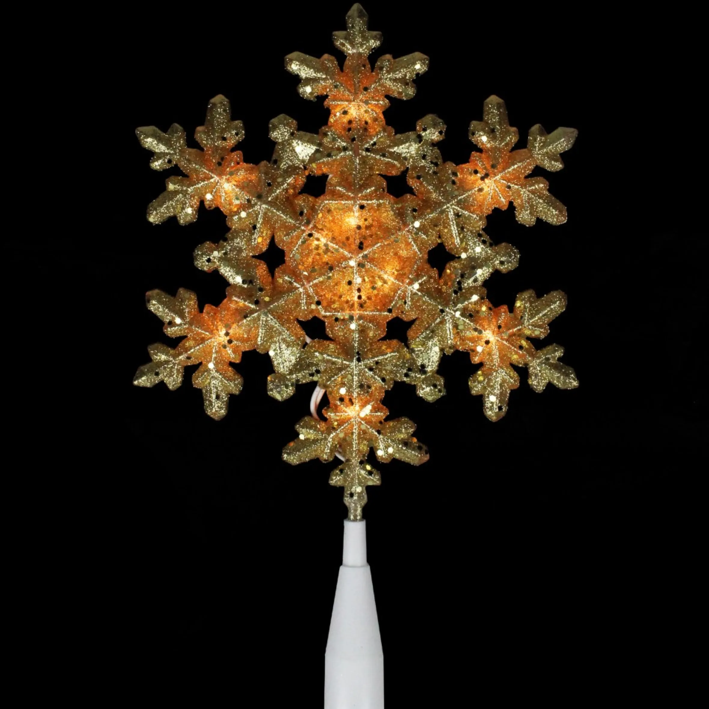 9" Pre-Lit Gold Snowflake Christmas Tree Topper - Clear Lights