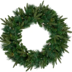 Pre-Lit Green Mixed Rosemary Emerald Angel Pine Artificial Christmas Wreath - 30-Inch, Clear Lights