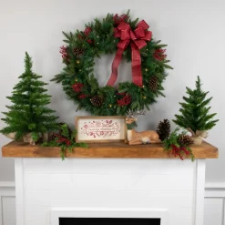 Pre-Lit Green Mixed Rosemary Emerald Angel Pine Artificial Christmas Wreath - 30-Inch, Clear Lights