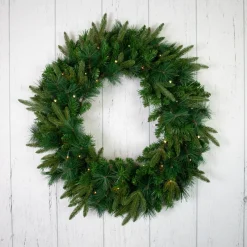 Pre-Lit Green Mixed Rosemary Emerald Angel Pine Artificial Christmas Wreath - 30-Inch, Clear Lights