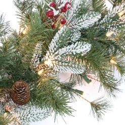 6' Pre-Lit Green Pine With Berries Artificial Christmas Teardrop Swag, Clear Lights