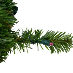Pre-Lit Led Canadian Pine Artificial Christmas Wreath With Timer - 24-Inch, Multi Lights