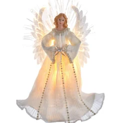 16" Pre-Lit Led Fiber Optic Angel Christmas Tree Topper
