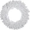 Pre-Lit Led White Canadian Pine Artificial Christmas Wreath, 30-Inch, Clear Lights