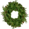 Pre-Lit Mixed Winter Berry Pine Artificial Christmas Wreath - 24-Inch, Clear Lights