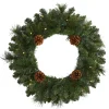 Pre-Lit Pinecone Artificial Christmas Wreath, 20-Inch, Warm Clear Lights