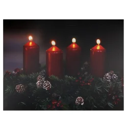 Pre-Lit Red And Black Led Flickering Candle Christmas Wall Art 12" X 15.75"