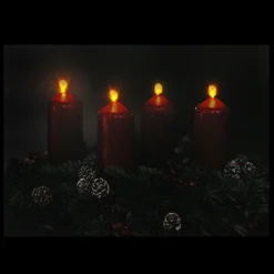 Pre-Lit Red And Black Led Flickering Candle Christmas Wall Art 12" X 15.75"