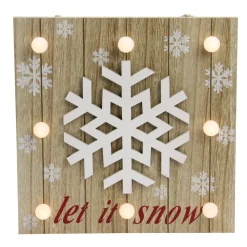 10.25" Pre-Lit Red And White 'Let It Snow' Snowflake Wall Decor