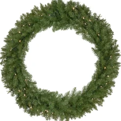 Pre-Lit Rockwood Pine Artificial Christmas Wreath, 36-Inch, Warm White Led Lights