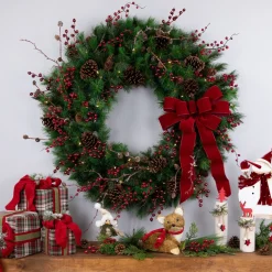 Pre-Lit Royal Oregon Pine Artificial Christmas Wreath, 36 Inch, Clear Lights