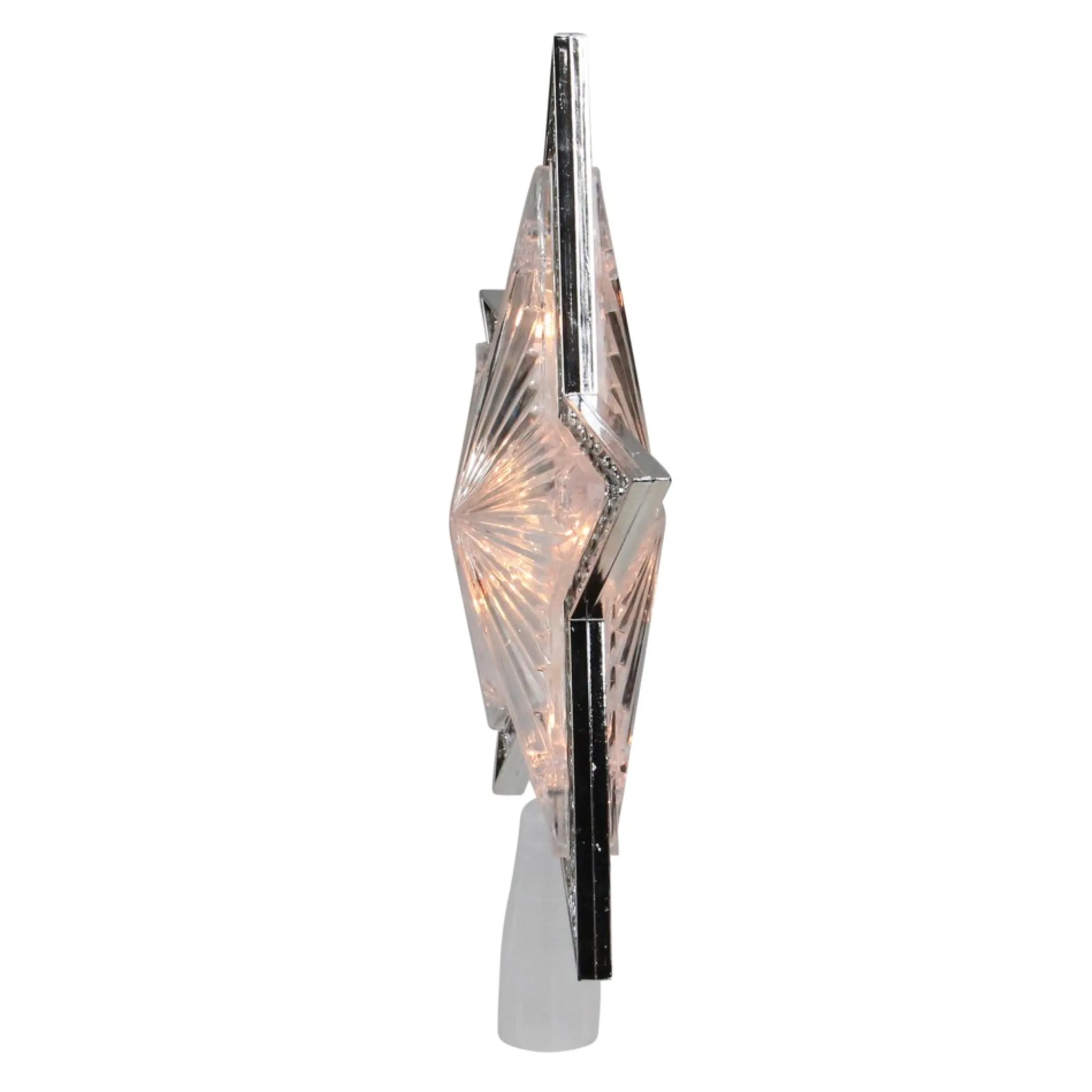 9" Pre-Lit Silver And Clear Crystal 5 Point Star Christmas Tree Topper - Clear Lights