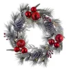 Pre-Lit Silver And Red Artificial Christmas Wreath, 22-Inch, Warm White Lights