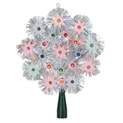 8" Pre-Lit Silver Retro Starburst Christmas Tree Topper - Multicolor Lights