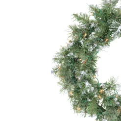 Pre-Lit Snow Mountain Pine Artificial Christmas Wreath - 24-Inch, Clear Lights