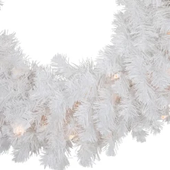 Pre-Lit Snow White Artificial Christmas Wreath, 24-Inch, Clear Lights