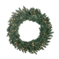Pre-Lit Traditional Pine Artificial Christmas Wreath - 30-Inch, Clear Lights