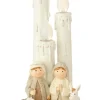 14.5" Pre-Lit White Holy Family Christmas Nativity With Candles Tabletop Decor