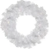 Pre-Lit White Pine Artificial Christmas Wreath - 24-Inch, Clear Lights