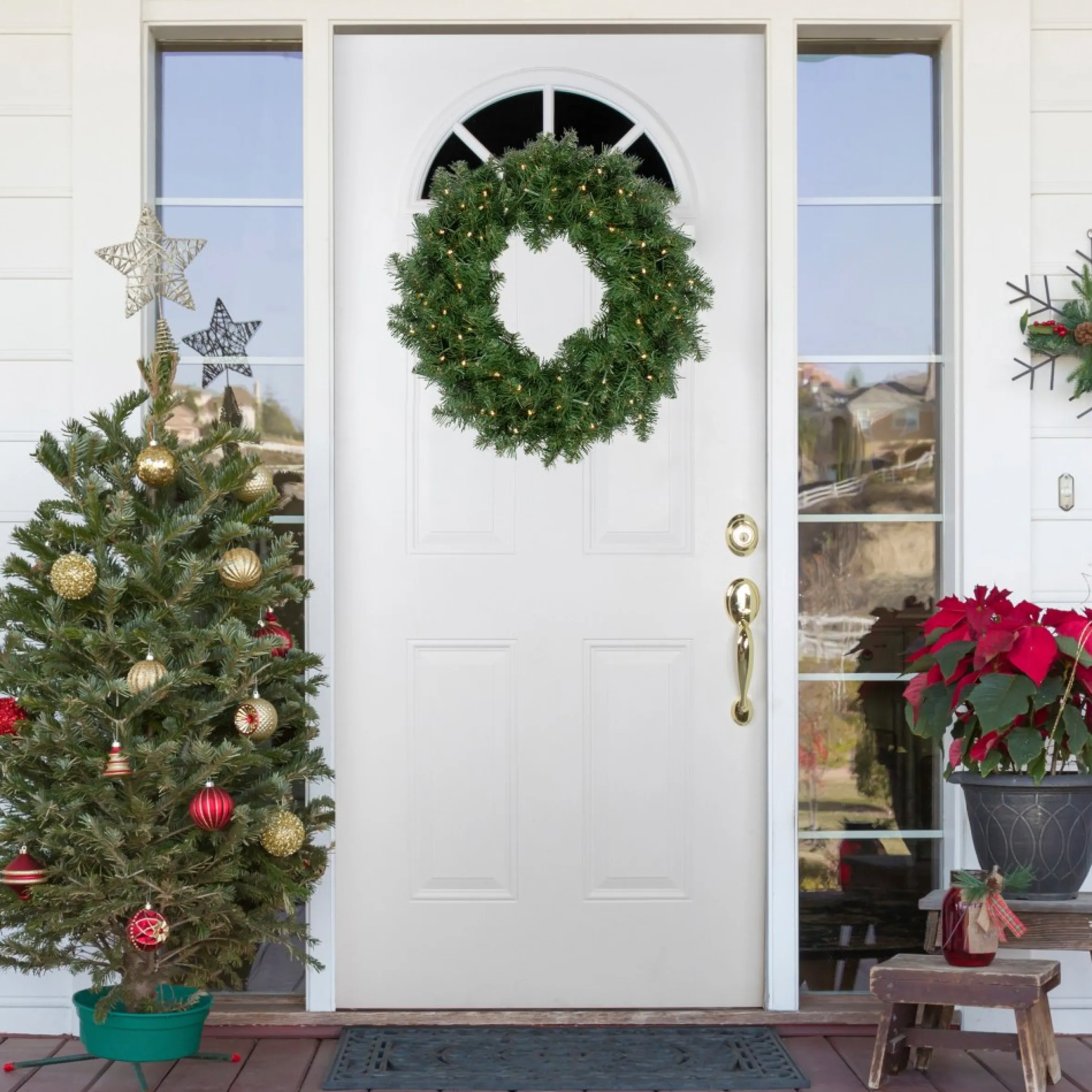 Pre-Lit Whitmire Pine Artificial Christmas Wreath - 24-Inch, Warm White Led Lights