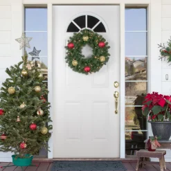 Pre-Lit Windsor Pine Artificial Christmas Wreath - 24-Inch, Clear Lights