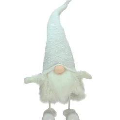 24" Pure White Sparkling Saul Bobble Action Christmas Gnome