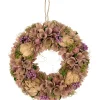 12" Purple And Beige Wooden Floral Spring Wreath With Preserved Artichoke