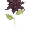 24" Purple And Green Glittered Artificial Poinsettia Christmas Spray