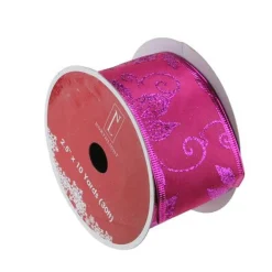 Purple And Pink Shimmering Wired Christmas Craft Ribbon 2.5" X 10 Yards