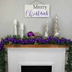 6' Purple 3-Finish Shatterproof Ball Christmas Garland